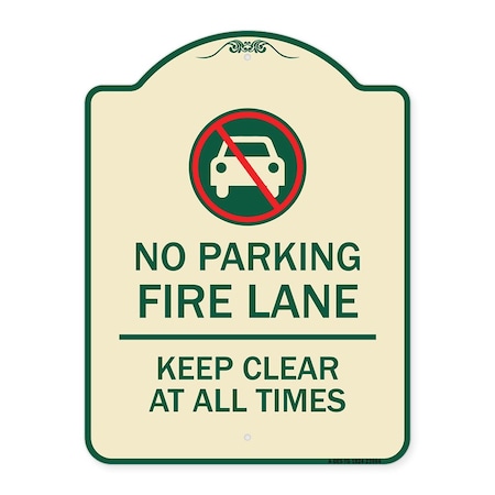 Signmission Fire Lane Keep Clear All Times W/ Graphic Heavy-Gauge Aluminum Sign, 24" x 18", TG-1824-23984 A-DES-TG-1824-23984
